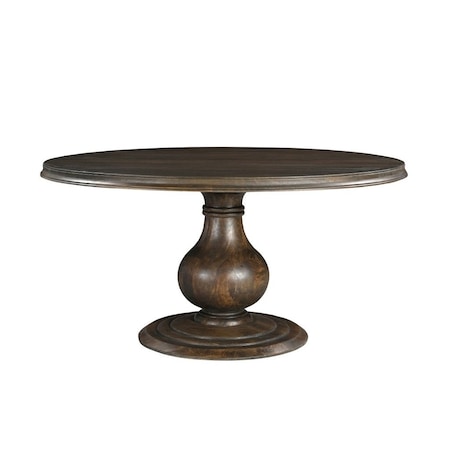 Homeroots 60" Brown Solid Wood Pedestal Base Round Top Dining Table 565240
