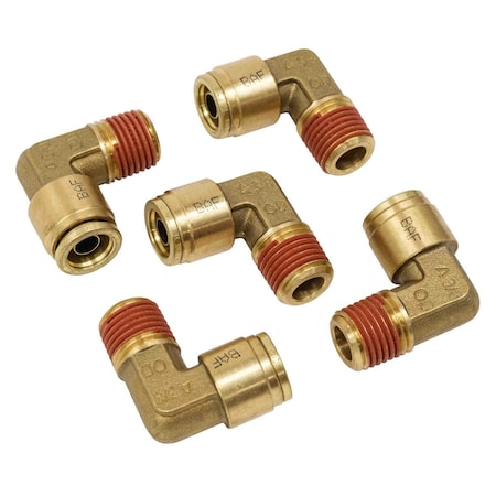 Mytee Products DOT Brass Push to Connect Fitting Elbow 1/4 in Tube ODx1/4 in NPT Air Line Male MP-ABF-ELBOW1414