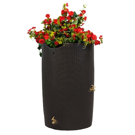 Good Ideas Impressions Bali 50 Gallon Rain Saver - Planter Top - Dark Brown IMP-B50-DBR