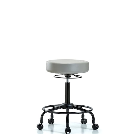 Blue Ridge Ergonomics Vinyl Stool without Back-Medium Bench Height with RT Base and Casters in Dove Trailblazer Vinyl BR-VMBSO-RT-RC-8567