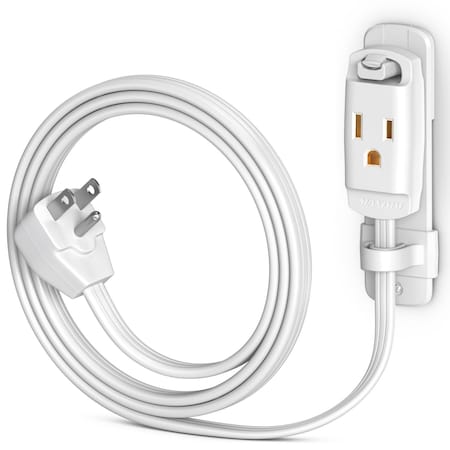 Maximm 3ft 14AWG Heavy Duty AC Extension Cord w/ Wall Clip, White ADW-90-C6F03-14W0-WM
