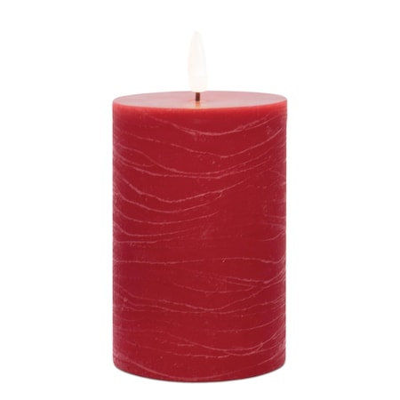 Homeroots Set of Two Red Flameless Pillar Candles, 2PK 633986