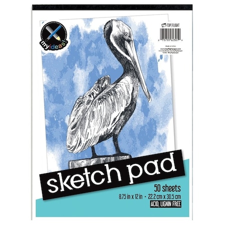 Top Flight Sketch Pad, Drawing Sheet, 8-3/4 in L x 12 in W Sheet, 50-Sheet 4807103