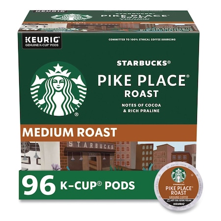 Starbucks Coffee, Pike Place Roast, K-Cup, Coffee, 4.24 lbs, 96 PK 12434812