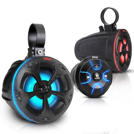 Pyle Pyle 2-Way Waterproof Off Road Speakers - 4" 800W Active-Passive Marine Speakers, RGB, Full Range Audio PLUTV48KBTR