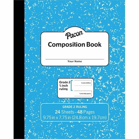 Pacon Composition Book - 24 Sheets - 48 Pages - 9.8in Width x 7.5in Depth - Blue Marble Cover - Durable PMMK37138