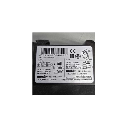 Siemens SIRIUS 3-Pole Motor Contactor 3RT1035-1AK60