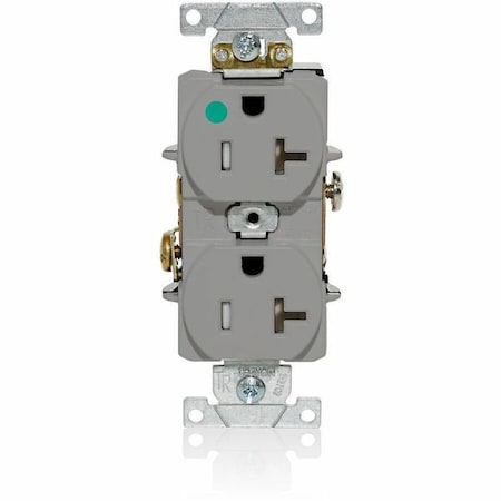Leviton Duplex Outlet, Gray 20A, 125V, TR T8300-GY