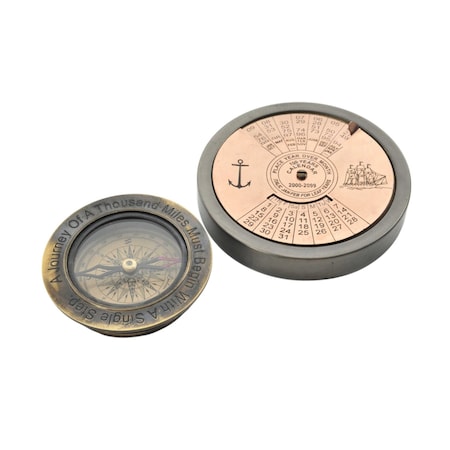 Homeroots Set Of 2 100 Year Calendar And Compass Quote, 2PK 364222