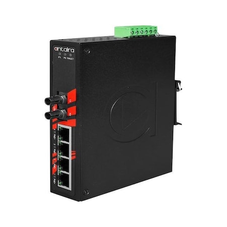 Antaira 5-Port Industrial PoE+ Unmanaged Ethernet Switch w/4*10/100TX (30W/Port) LNP-0501-ST-S3-T