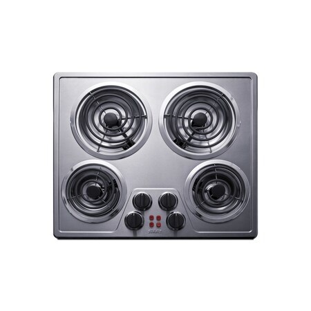 Summit 24in Wide 240V 4-Burner Coil Cooktop CR4SS24
