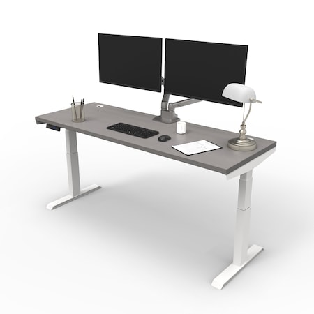 We'Re It Electric Sit Stand Desk, 46.25 H, 24 W X Laminate wood, metal, White, Sarum Twill VL23WH7224-8827