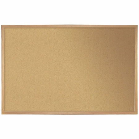 Ghent Natural Cork Bulletin Board, Oak Wood Frame, 4ft H x 7ft 4in W WK47