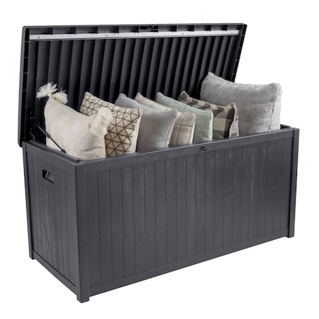 Pure Garden 113 Gallon Waterproof Resin Storage Deck Box with Lockable Gray Design 50-LG1346