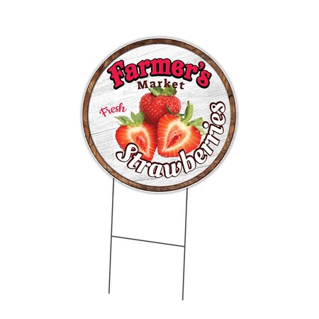 Signmission Farmers Market Strawberries Double Sided Corrugated Plastic Circle Yard, C-16-CIR-DS-WS-Strawberries C-16-CIR-DS-WS-Strawberries