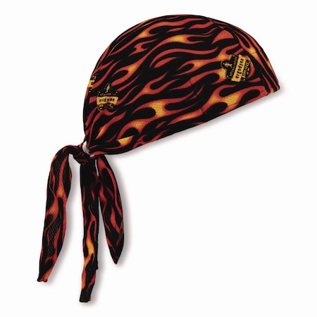 Ergodyne Chill-Its 6615 High-Performance Bandana Doo Rag w/Terry Cloth Sweatband, One Size Fits Most, Flames 12485