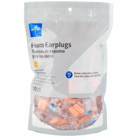 Medline Foam Earplugs, 35dB Noise Reduction Rating, 1500 Pairs, 1500PK MDSEARPLUG