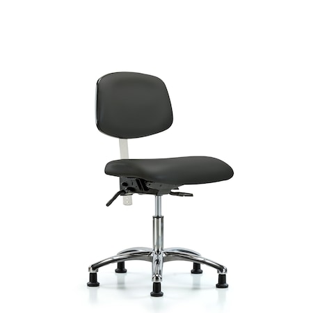 Blue Ridge Ergonomics Clean Room Chair Desk Chair, Vinyl, Chrm, Glides, Gry, CL100, No Arms, 18" to 23" Height, Vinyl BR-NCR-VDHCH-CR-T0-A0-RG-8605