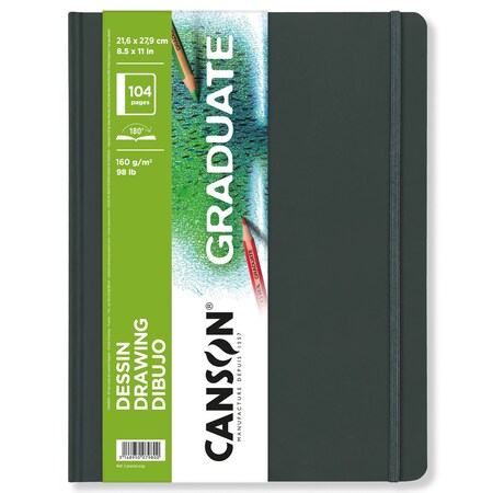 Canson Graduate Drawing Art Book, Hard Cover Binding, 52 Sheet, 8.5x11 inch C31200L039
