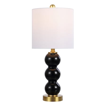 Jonathan Y February 21" Glass/Metal LED Table Lamp, Black/Brass Gold JYL1021E