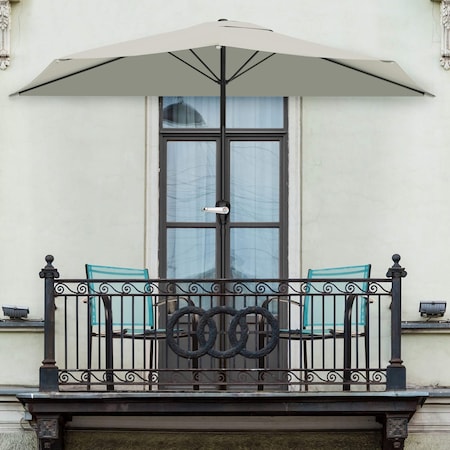 Pure Garden 9 Ft Semicircle Patio Umbrella, Tan 50-145-T