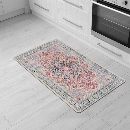 World Rug Gallery Transitional Medallion Cushioned Anti Fatigue Standing Kitchen Mat 18 ft x 30 ft Multi WR15MULTI18X30