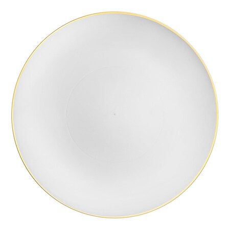 Smarty Had A Party White with Gold Organic Plastic Dinner Plates (9 in), 120PK 939WHG-CASE
