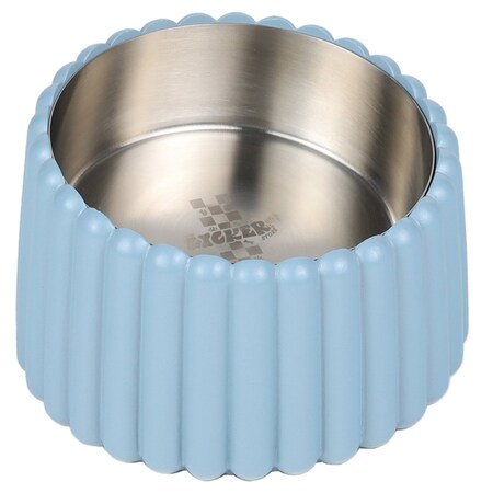The Licker Store Ripple Ridge Small/Medium Slanted Concrete and Stainless Steel Bowl 16oz (2 Cups) Pet Feeder, Blue DBL3001C