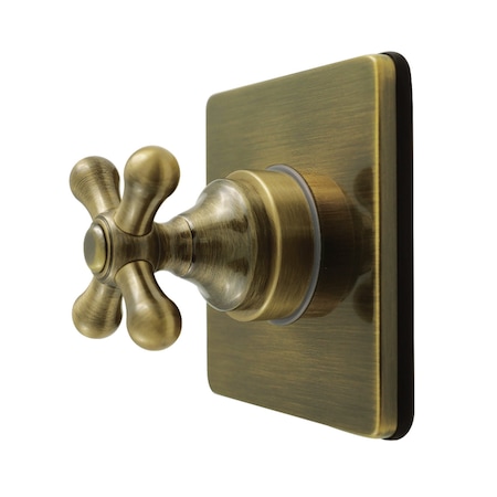 Kingston Brass Single-Handle Six-Way Diverter Valve with Square Trim Kit, Antique Brass KS4043AX