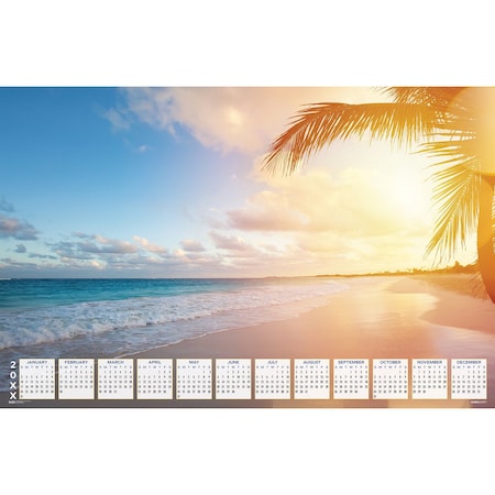 House Of Doolittle Laminated Wall Reference Calendar, 12 Month View, Jan-Dec, 24 in x 37 in, Scenic Beach 3981
