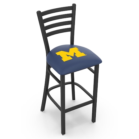 Holland Bar Stool Co 30" Blk Wrinkle Michigan Stationary Bar Stool, Ladder Back L00430MichUn