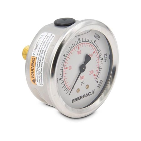 Enerpac Liquid Filled Pressure Gauge, 2.5 in Dial, SAE#4 Back Location G2533SR