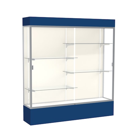 Ghent Lighted Floor Display Case 72x80x16, Plaque, Satin 3176PB-SN-NY