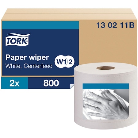 Tork Tork Paper Wiper Centerfeed White W1, Multipurpose, 2 x 800 Sheets, 130211B, PK2 130211B