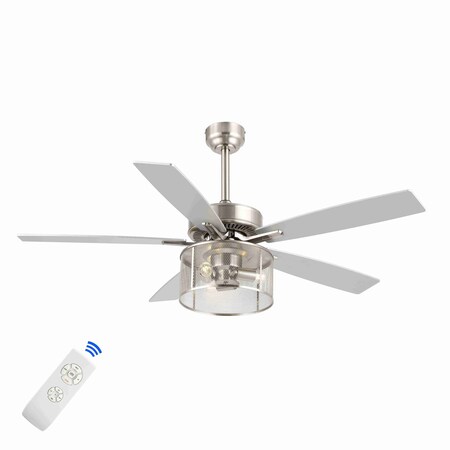 Jonathan Y Max 52" 3-Light Farmhouse Industrial Iron/Wood Mobile-App/Remote-Controlled LED Ceiling Fan, Nickel/W JYL9721C
