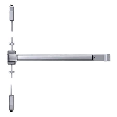 Von Duprin Grade 1 Surface Vertical Rod Exit Bar, 36in Device, Fits 84in Door, Exit Only, Hex Dogging, Chrome 2227EO 3 526