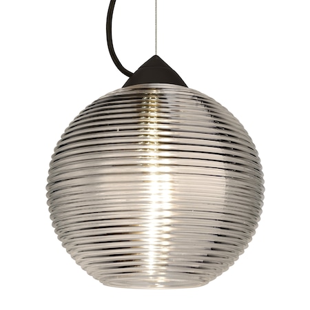 Besa Lighting Besa Kristall 8 Pendant, Smoke, Black Finish, 1x 9W LED 1KX-461602-LED-BK