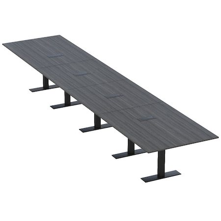 Skutchi Designs 20ft Rectangular Conference Table With Power | Harmony Series | 20 Person Meeting Room Table HAR-REC-48x240-T.BK-WA7949-EBLK