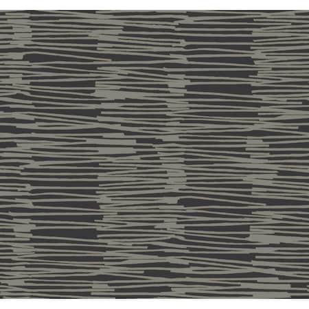 York Wallcoverings Water Reed Thatch Black and Gold Wallpaper AG2095