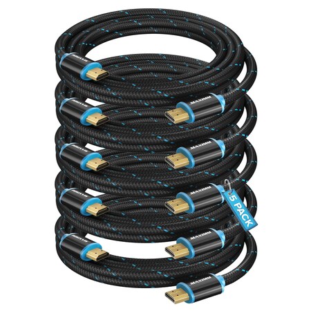Maximm 6ft 4K 60Hz 18Gbps HDMI 2.0 Braided Cable, 5PK HD2-6FT-5PK