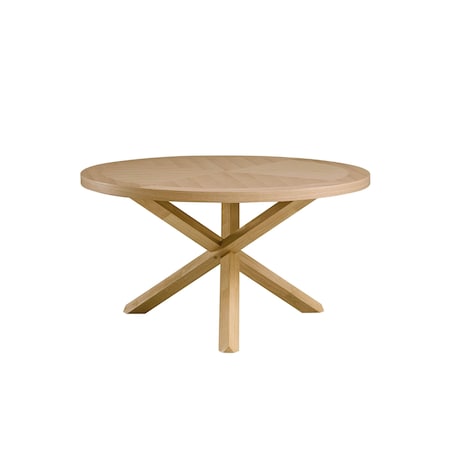 Homeroots 54" Oak Wood Cross Leg Base Round Top Dining Table 631294