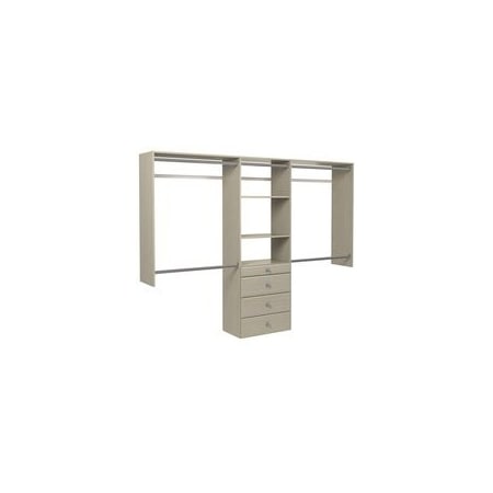Easy Track 4ft-8ft W Premium Closet Kit + Drawers, Weathered Grey OK7272-CG