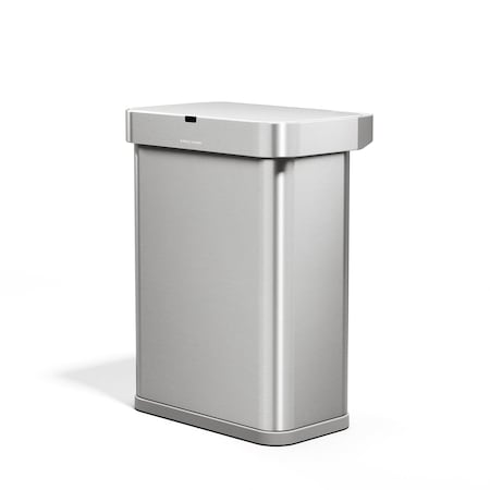 Simplehuman 58 Liter / 15 Gal. Rectangular Indoor Metal Can, Brushed, Voice & Motion Sensor, Stainless Steel ST2047
