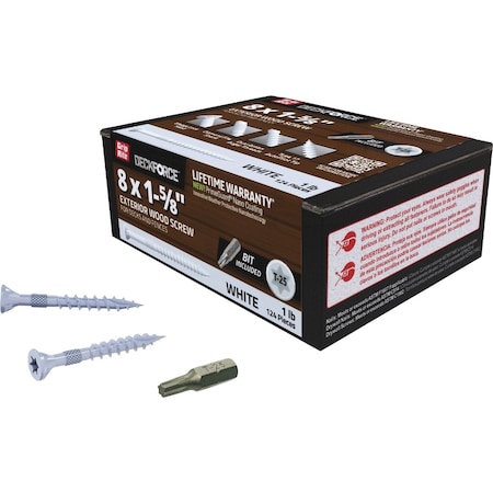 Grip-Rite DeckForce PrimeGuard Nano No, 8 x 1-5/8'' Star Drive White Screw, 1 Lb. GRDF158STWH1