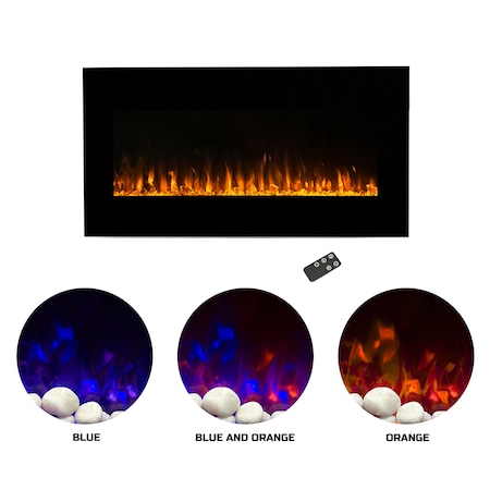 Northwest Electric Fireplace Heater 42in Wall Mounted Fireplace Heater w/ Remote Control Adjustable LED Flames 80-2000A-42