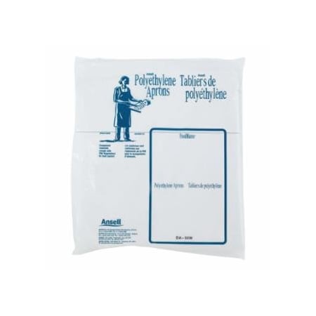 Alphatec Disposable Polyethylene Aprons, 27 in x 55 in, Polyethylene, White 012-56-210-28X55