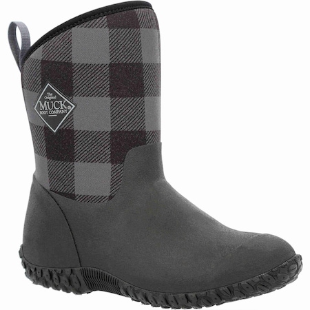 Muck Boot Co Women's Muckster II Mid Rubber Boot w/Fleece, Plain Toe, Black/Gray Plaid, 6 WM2-1PLD-BLK-060