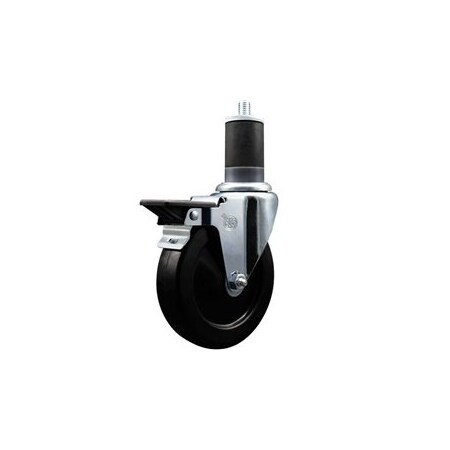 Service Caster 5'' Soft Rubber Swivel 1-5/8'' Expanding Stem Caster with Brake SCC-EX20S514-SRS-PLB-158