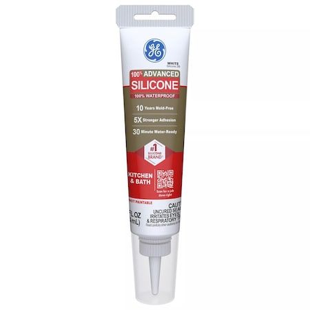 Ge GE Advanced Silicone White Silicone 2 Kitchen and Bath Caulk Sealant 2.8 oz 2812566