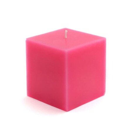 Vaser Designs 3 x 3 in. Square Pillar Candles, Hot Pink VA2593433